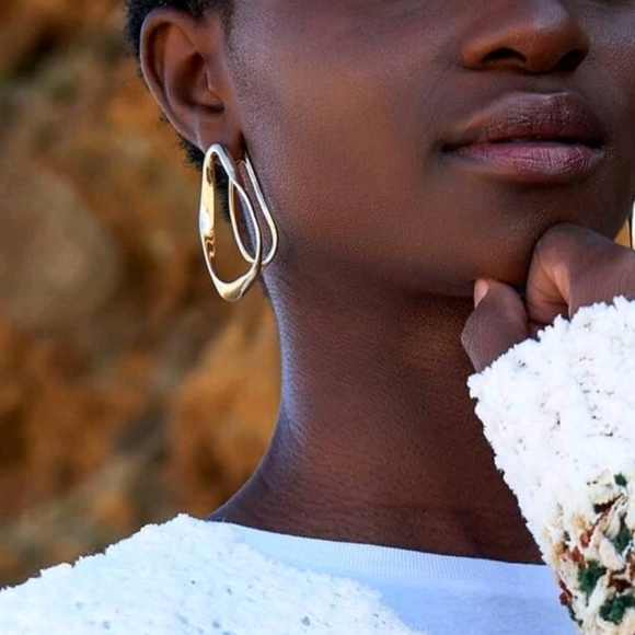 💖 2/$30 Gold hoop Hammered boho thick Chunky Cocktail party boho big earrings - Picture 9 of 17